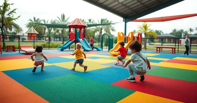 Piso emborrachado para parquinho garante segurança e conforto
